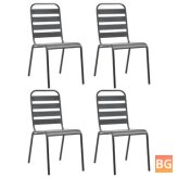 Outdoor Chairs 4-Piece Slatted Design Gray