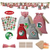 CHRISTMAS HANGING Advent Calendars - 28 PCS gift bags, candy pouches, present gift wrap