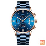 Stainless Steel Chronograph Date Display Men's Watch with Quartz Movement