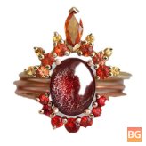 Ruby Crystal Flower Charm - 3Pcs/set