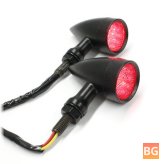 Dual 12V LED Motorcycle Turn Signal Lights - Red