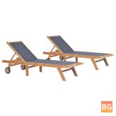 Sun Loungers with Wheels - 2 pcs