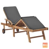 Sun Lounger with Cushion - Solid Teak Wood