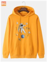 Planet Print Cotton Overhead Hoodie - Men