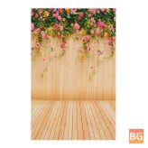 Wooden Background with 1.5x2.1m Flowers - Background for Photography