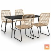 Dining Set with Rattan and Glass