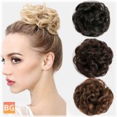 Hairpiece with Wavy Curly Messy Hair, Donut Chignons