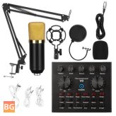 Live Sound Kit with BM800 Microphone, V8 Sound Card, and Suspension Arm