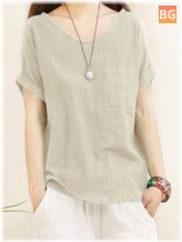 Short Sleeve Blouse with Slits in the Top