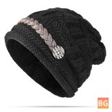 Beanie Hat with Strap and Button - Women's