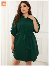 Belted Tie-Front Plus Dress