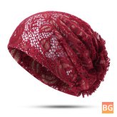 Women's Flower Hollow Lace Beanie Hat - Ethnic Turban