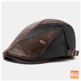 Collown Men PU Leather Brown Reverse Casual Contrast Brown Newsboy Hat Forward Hat Beret Hat