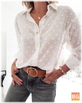 Blouse with Turn-Down Collar - Solid