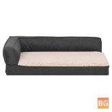 Dog Bed - ergonomic linen look 60x42 cm fleece dark gray