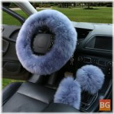 Winter Furry Car Steering Wheel and Gear Knob Set