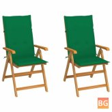 2 Pcs. Garden Chairs with Cushions - Solid Teak Wood