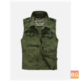 Jean Vest with Ripped Sleeves - Mens