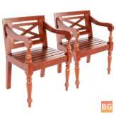 2pc Solid Mahogany Dark Brown Batavia Chairs