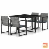 5 Piece Outdoor Dining Set with Cushions - Poly Rattan Gray