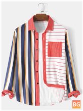 Patchwork Men's Shirts with Stripes