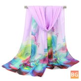 Women's Summer Scarf with Flowers - Breathable Shawl