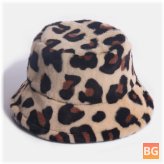 Warm Leopard Pattern Bucket Hat for Women