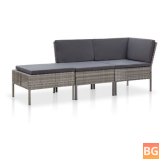 Garden Lounge Set with Cushions - Poly Rattan Gray
