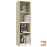 Book Cabinet - White and Sonoma Oak - 15.7