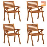 4-Piece Solid Wood Garden Chairs