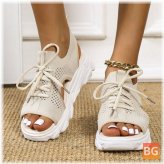Women Casual Open Toe Sandals with Lace-up closure