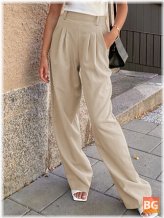 Women's Hight Waist Pleated Loose Casual Pants With Pockets