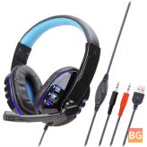 Gaming Headset with RGB LED Surround Sound Mic for Laptop