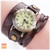 Cowhide Nicked Leather Watch - Vintage Style