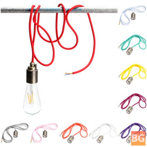 E27/E26 Vintage Fabric Cable Pendant Light Hanging Lamp Bulb Holder Socket