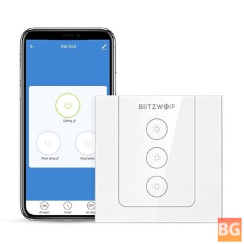 TUYA Smart Wi-Fi Wall Switch with Remote Control and Voice Control, 3 Way APP, Alexa and Google Assistant