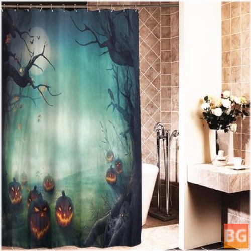 Halloween Shower Curtain with 12 Hooks - Polyester