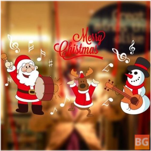Christmas Wall Stickers with Santa Claus Window Glass