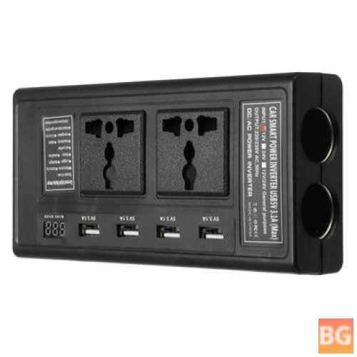 12V Car Power Inverter with USB, Socket and Display