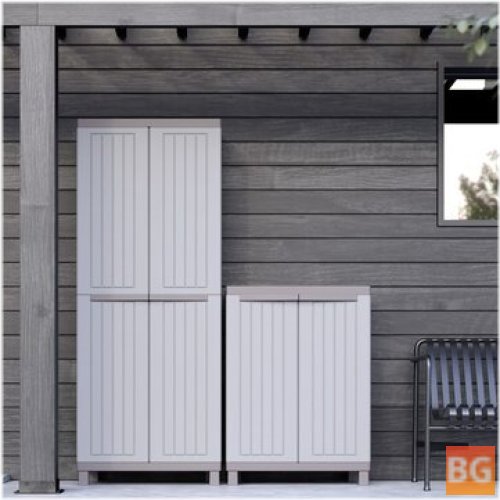 Light Gray and Beige 2-Door Storage Cabinet (68x39x170 cm)