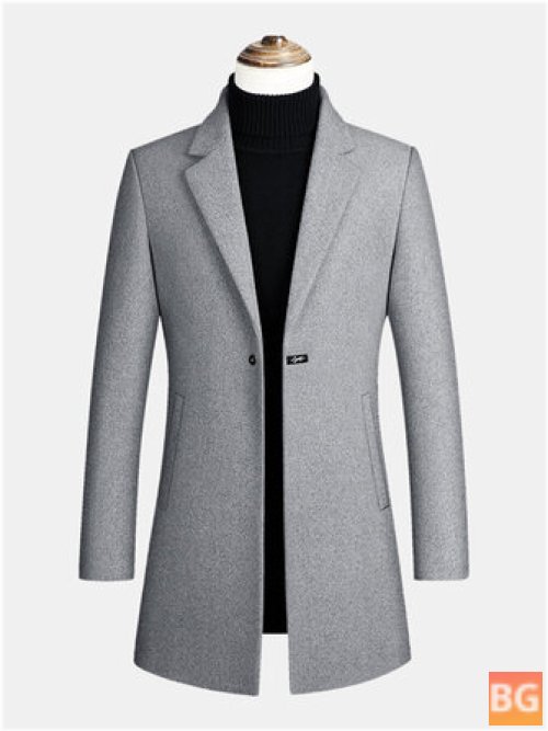 Woolen Trench Coat with Lapel - Mid-length
