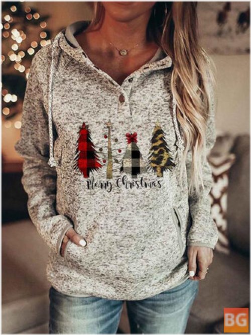 Women's Christmas Letter Print Hoodies with Pocket