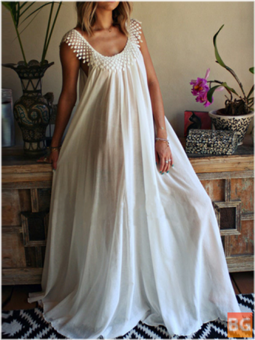 Transparent Maxi Dress for Women - Plain Lace Chiffon