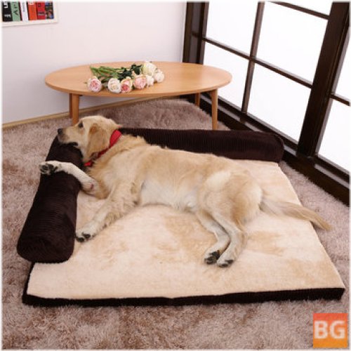 Large Dog Sofa Bed for Cats and Dogs - Luxury Corduroy Bolster