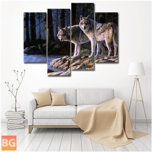 Hand-Painted Wolf Wall Art Set