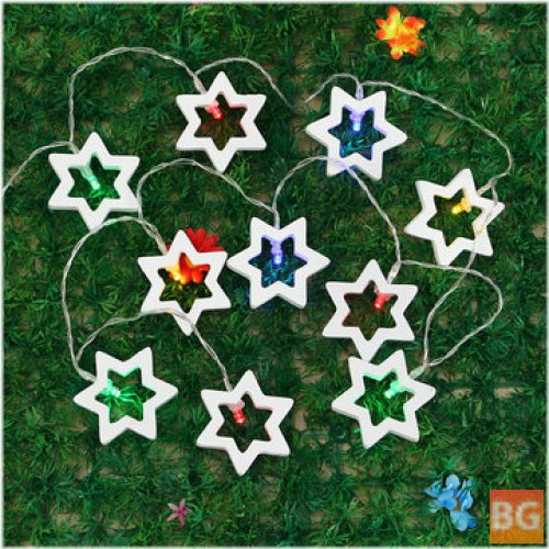 1.8W 10LED Wooden Star Shape Fairy String Light - for Christmas Party Decor