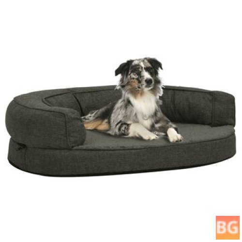 Dog Bed - Ergonomic Linen Look - 75x53 cm - Dark Gray