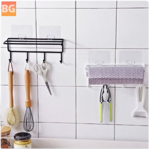 Hang Wall Rack with Hook & Shelf - Home Kitchen Organizer Holder