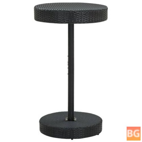 Black Garden Table with Rattan Top