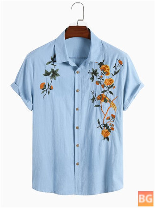 Casual Shirt with Floral Embroidery